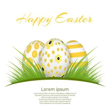 Vector element for design. Easter eggs in green grass, colorful, isolated on  Illustrazione stock