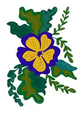 Vector element hand drawn flat cartoon style. Stylized floral arrangement for Stock Illustration