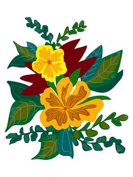 Vector element hand drawn flat cartoon style. Stylized floral arrangement for Stock Illustration