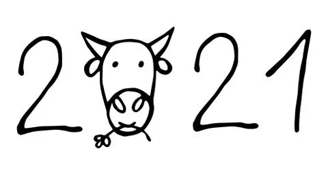 Vector element, lettering for the upcoming new year, the year of the bull. Stock Illustration