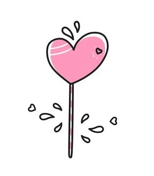 Vector element lollipop for Valentines Day. Hand-drawn love symbols in a line Stock Illustration