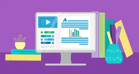 Vector element for online training and courses, digital classroom, webinar Stock Illustration
