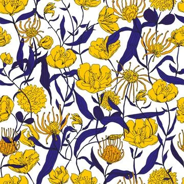 Vector element of seamless pattern. Floral print for paper, cover, textile print Stock Illustration