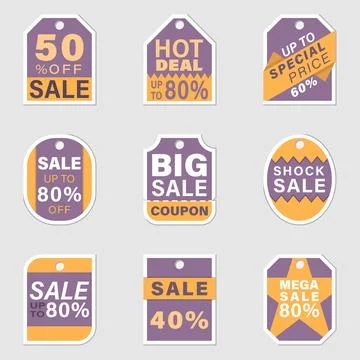 Vector element set of sticker promotion tags sale banners labels Stock Illustration