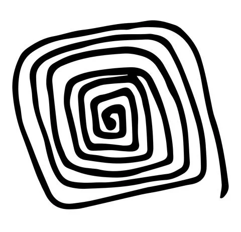 Vector element of a square spiral with rounded corners drawn manually with a Stock Illustration