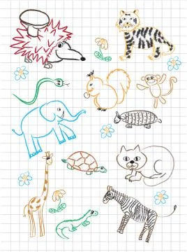Vector elements of design stylised under children's drawing a pe Illustrazione stock
