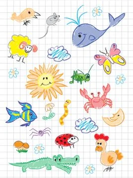 Vector elements of design stylised under children's drawing a pe イラスト素材