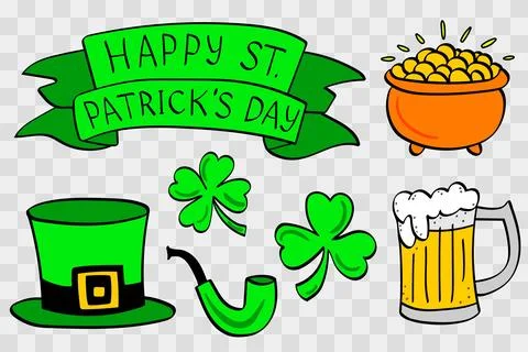 Vector elements in doodle style for st patrick's day Stock Illustration