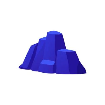 Vector elements in the form of large blue rocks isolated on a white backgroun Ilustração Stock