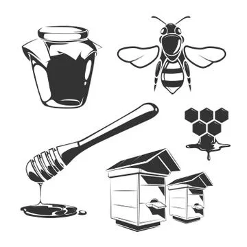 Vector elements for honey vintage labels Stock Illustration