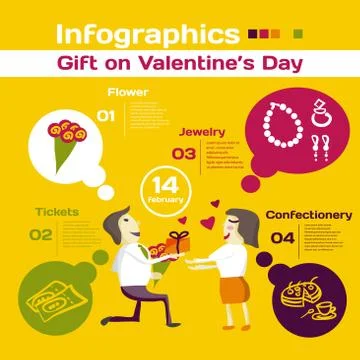 Vector elements for infographic. Template for Gift on Valentine&amp;#39; Illustrazione stock