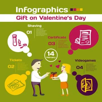 Vector elements for infographic. Template for Gift on Valentine&amp;#39; Stock Illustration