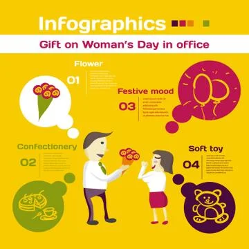 Vector elements for infographic. Template for Gift on Woman&amp;#39;s da Stock Illustration