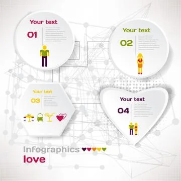 Vector elements for infographic. Template for Valentine love con Illustrazione stock
