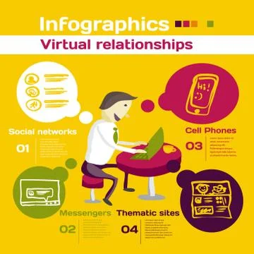 Vector elements for infographic. Template for Virtual relationsh Stock Illustration