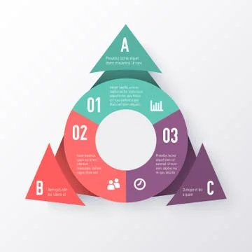 Vector elements for infographics. Template of a pie chart with triangle arrows 스톡 일러스트