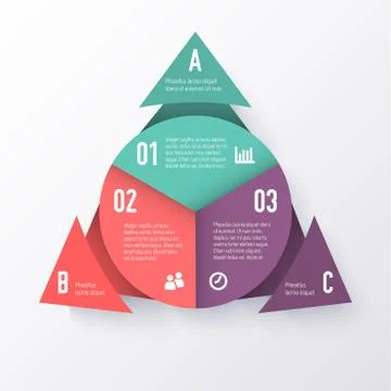 Vector elements for infographics. Template of a pie chart with triangle arrows Stock Illustration