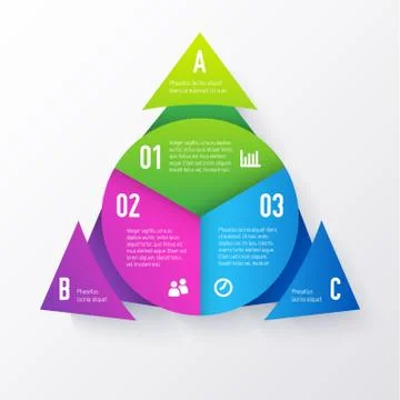 Vector elements for infographics. Template of a pie chart with triangle arrows Illustrazione stock