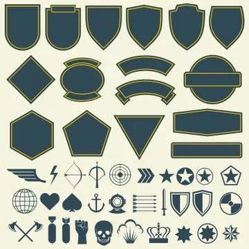 Vector elements for military, army patches, badges set Stock Illustration