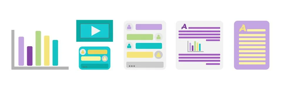 Vector elements for online training and courses, digital classroom, webinar. A Stock Illustration