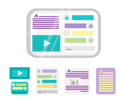 Vector elements for online training and courses, digital classroom, webinar. A Illustrazione stock