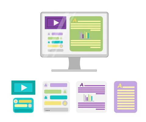 Vector elements for online training and courses, digital classroom, webinar. A Stock Illustration