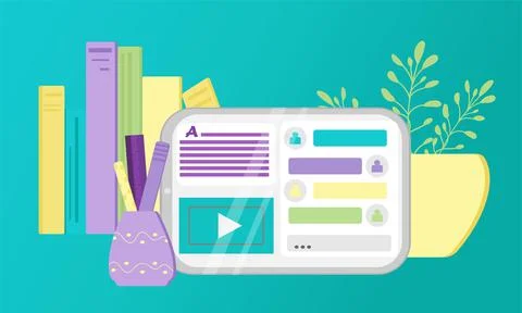 Vector elements for online training and courses, digital classroom, webinar Illustrazione stock