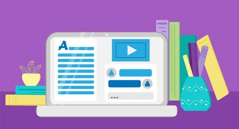 Vector elements for online training and courses, digital classroom, webinar Stock Illustration