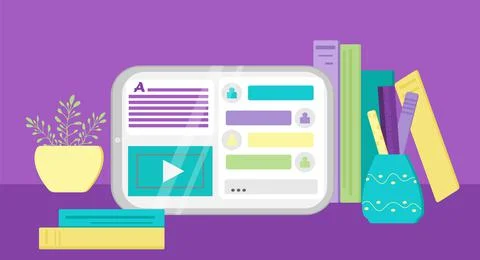 Vector elements for online training and courses, digital classroom, webinar Stock Illustration