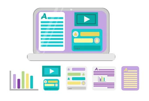 Vector elements for online training and courses, digital classroom, webinar. A Stock Illustration