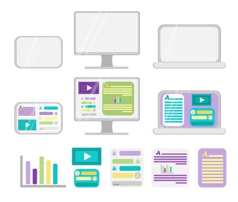 Vector elements for online training and courses, digital class, webinar Stock Illustration