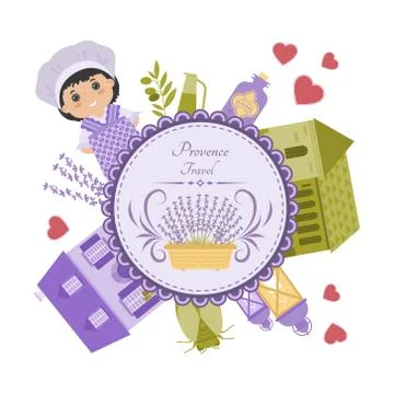 Vector elements of Provence in circle Stock Illustration