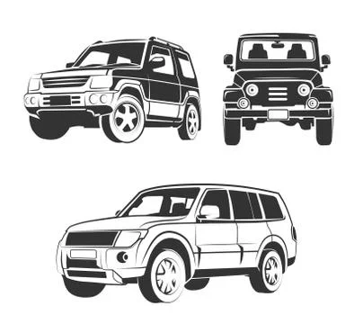 Vector elements for off-road suv car emblems, labels and badges Illustrazione stock