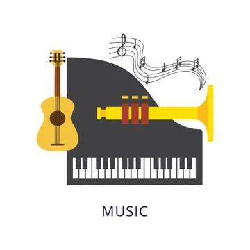 Vector elements of the school subject Music. Stock Illustration
