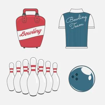 Vector Elements Set for a Bowling Team Stock Illustration