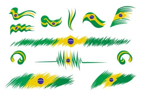 Vector elements set brazil flag icon. Flat style 스톡 일러스트