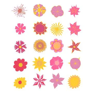Vector elements. Set of bright flowers. イラスト素材