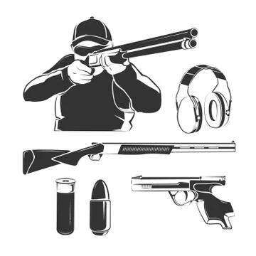 Vector elements for shooting club retro labels, emblems, logos and badges イラスト素材