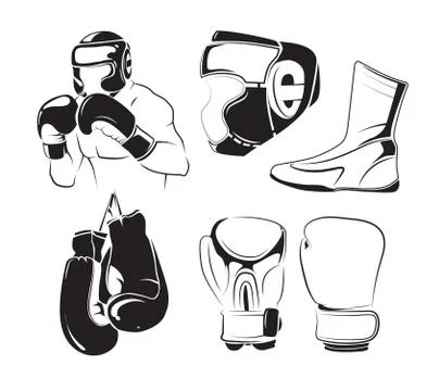 Vector elements for vintage boxing emblems, labels, badges, logos Illustrazione stock