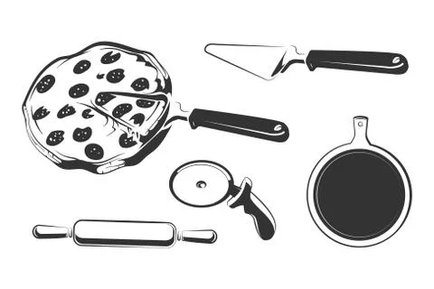 Vector elements for vintage pizza labels and logos, badges or emblems イラスト素材
