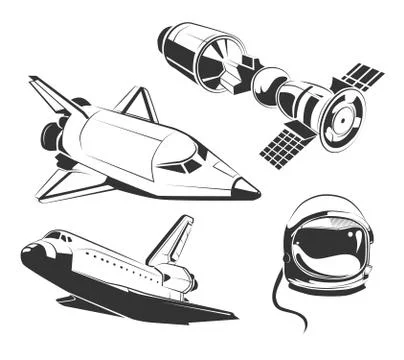 Vector elements for vintage space, astronaut labels and emblems Illustrazione stock