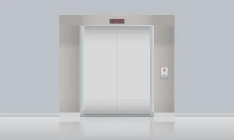 Vector Elevator with closed doors, blank mockup. Vector illustartion Stock Illustration