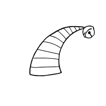 Vector Elf cap with bell, hat. Hand drawn clip art, elements of Christmas and 스톡 일러스트