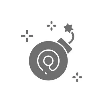 Vector email bomb, computer virus grey icon. Illustrazione stock
