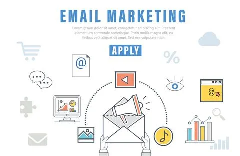Vector email marketing compaing graphic design Ilustración de archivo