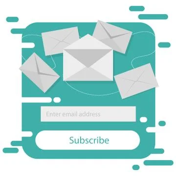 Vector email template with envelope. Blue background. Stock Illustration