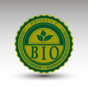 The vector emblem with bio text Stock Illustration