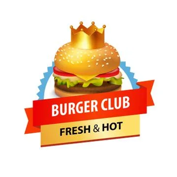 Vector Emblem for Cafe with Fast food and Sandwich menu. Stock Illustration