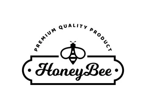 Vector emblem for honey with bee. Logo template. Illustrazione stock