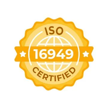 Vector emblem for ISO 16949 Certified quality management in the automotive Stock-Illustration